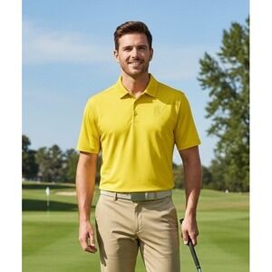 Adidas Pure Motion Polo Mens Yellow WCC Logo Short Sleeve Golf Activewear Sz 2XL